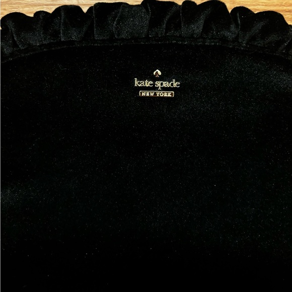 NWOT Kate Spade Velvet Clutch Could be cosmetic bag Ruffles Gold hardware NEW - Picture 9 of 16